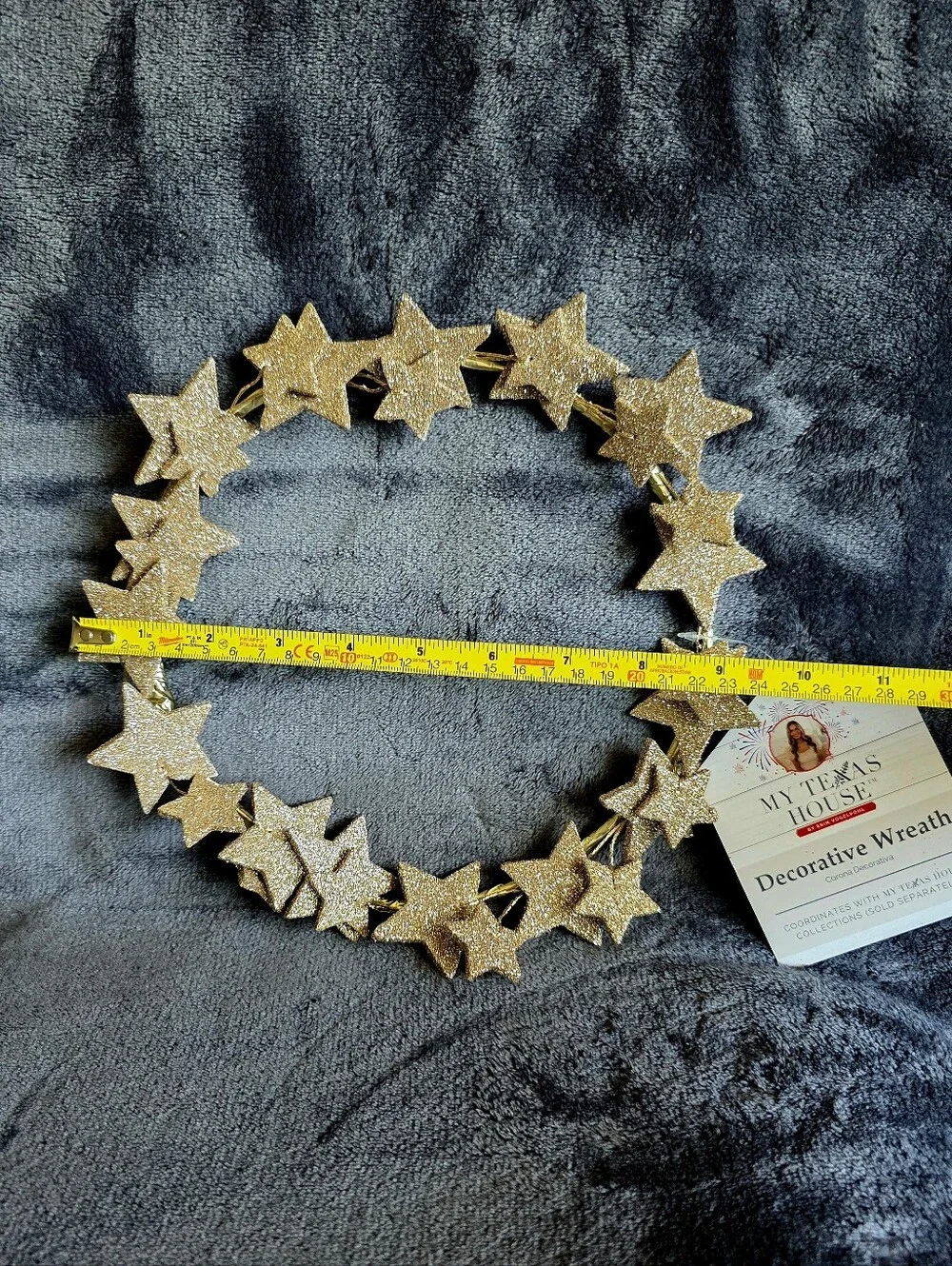 Bundle of 2 Texas House Glitter gold Star Wreath 11.2